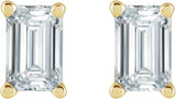 14K Gold Natural Diamond Emerald 4-Prong Stud Earrings – 5x3mm - Yellow Gold - view 2