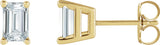 14K Gold Lab-Grown Diamond Emerald 4-Prong Stud Earrings – 5x3mm - Yellow Gold