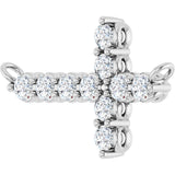 Platinum Round Lab-Grown Diamond Accented Sideways Cross Necklace - view 2
