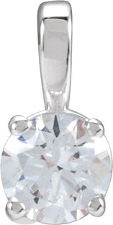 14K Gold Round Lab-Grown Diamond Solitaire Necklace or Pendant – up to 1 1/4 CTW - White Gold