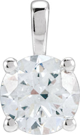 14K Gold Round Lab-Grown Diamond Solitaire Necklace or Pendant – up to 1 1/4 CTW - White Gold