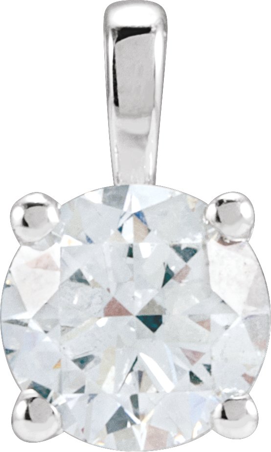 14K Gold Round Lab-Grown Diamond Solitaire Necklace or Pendant – up to 1 1/4 CTW - White Gold