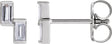 Platinum Straight Baguette Natural Diamond Two-Stone Stud Earrings
