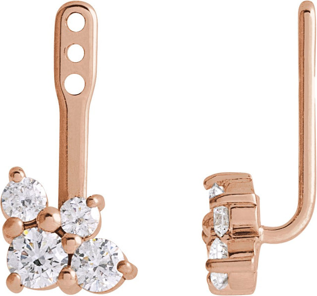 14K Gold Natural Diamond Accented Earring Jacket - Rose Gold