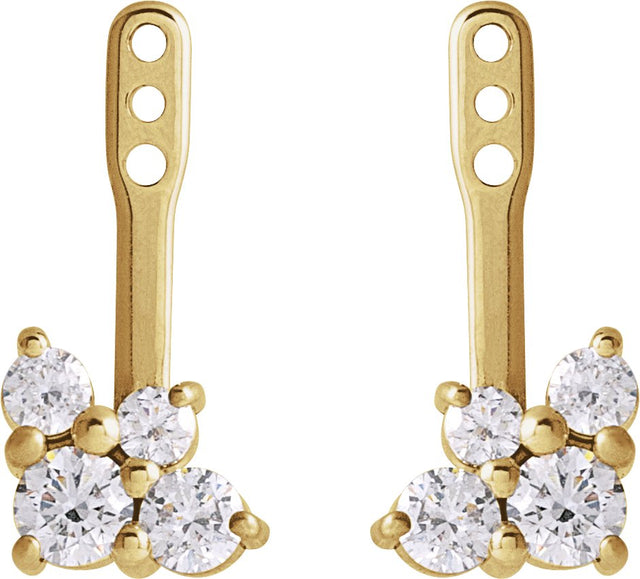 14K Gold Natural Diamond Accented Earring Jacket - Yellow Gold - view 2