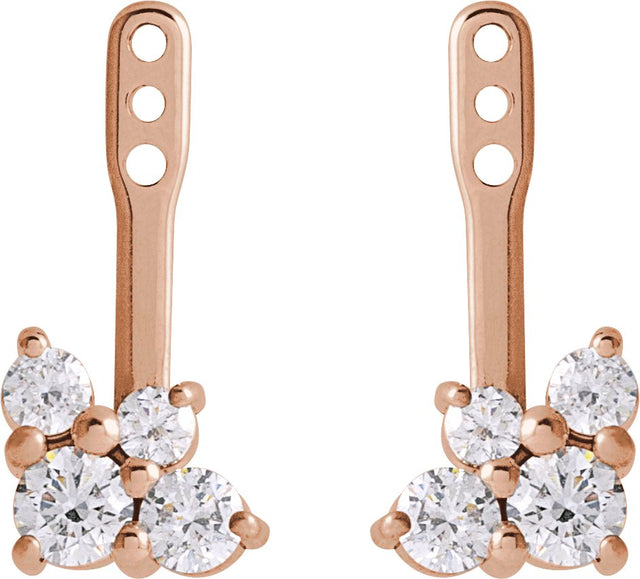 14K Gold Natural Diamond Accented Earring Jacket - Rose Gold - view 2