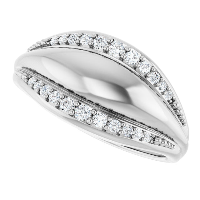 14K Gold Round Natural Diamond Accented Ring XI - White Gold - view 5