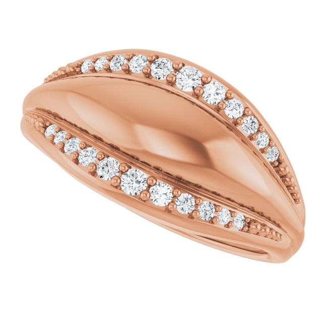 14K Gold Round Natural Diamond Accented Ring XI - Rose Gold - view 5