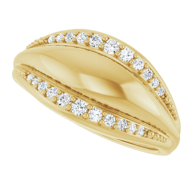 14K Gold Round Natural Diamond Accented Ring XI - Yellow Gold - view 5