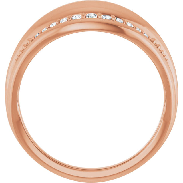 14K Gold Round Natural Diamond Accented Ring XI - Rose Gold - view 2