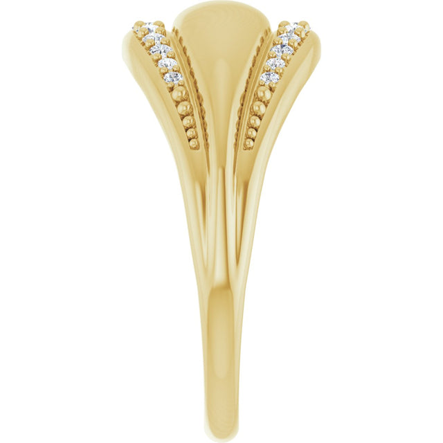 14K Gold Round Natural Diamond Accented Ring XI - Yellow Gold - view 4