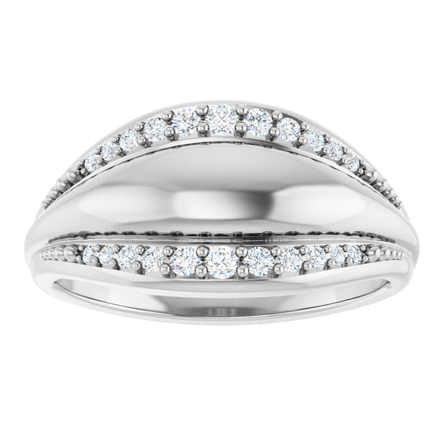14K Gold Round Natural Diamond Accented Ring XI - White Gold - view 3
