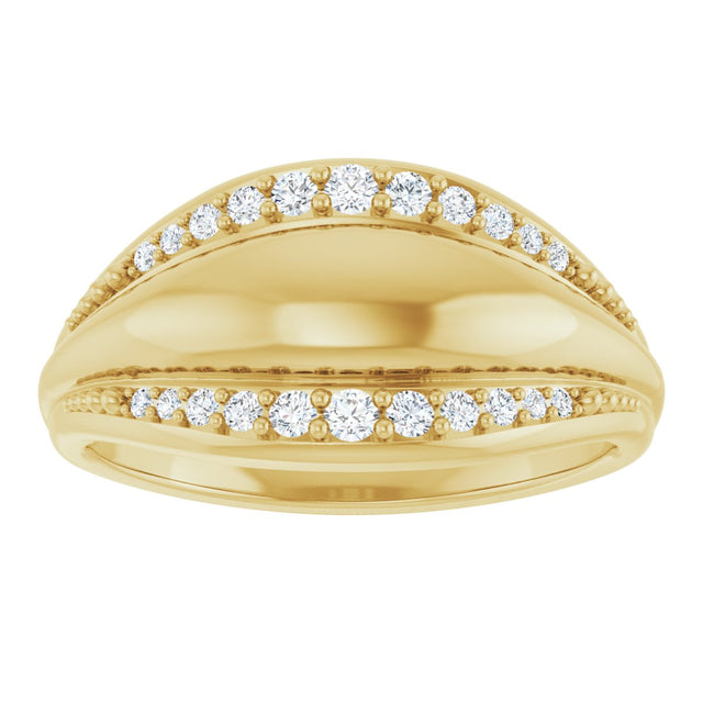 14K Gold Round Natural Diamond Accented Ring XI - Yellow Gold - view 3