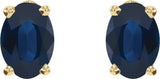 14K Gold Natural Blue Sapphire Oval 4-Prong Lightweight Stud Earrings - Yellow Gold - view 2