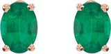 14K Gold Lab-Grown Emerald Oval 4-Prong Lightweight Stud Earrings - Rose Gold - view 2