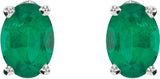 Platinum Lab-Grown Emerald Oval 4-Prong Lightweight Stud Earrings - view 2