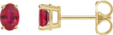 14K Gold Lab-Grown Ruby Oval 4-Prong Lightweight Stud Earrings - Yellow Gold