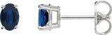 Platinum Natural Blue Sapphire Oval 4-Prong Lightweight Stud Earrings