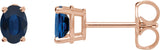 14K Gold Lab-Grown Blue Sapphire Oval 4-Prong Lightweight Stud Earrings - Rose Gold