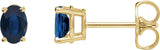 14K Gold Lab-Grown Blue Sapphire Oval 4-Prong Lightweight Stud Earrings - Yellow Gold