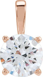 14K Gold Round Natural Diamond Solitaire Necklace or Pendant – up to 1 1/4 CTW - Rose Gold