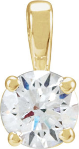 14K Gold Round Lab-Grown Diamond Solitaire Necklace or Pendant – up to 1 1/4 CTW - Yellow Gold