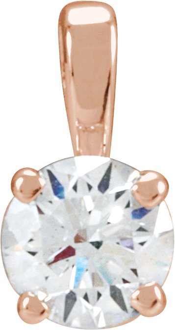 14K Gold Round Lab-Grown Diamond Solitaire Necklace or Pendant – up to 1 1/4 CTW - Rose Gold