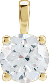 14K Gold Round Lab-Grown Diamond Solitaire Necklace or Pendant – up to 1 1/4 CTW - Yellow Gold