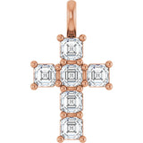 10K Gold Round Lab-Grown Diamond Accented Cross Pendant - Rose Gold