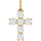 10K Gold Round Natural Diamond Accented Cross Pendant - Yellow Gold