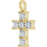 10K Gold Round Lab-Grown Diamond Accented Cross Pendant - Yellow Gold - view 2