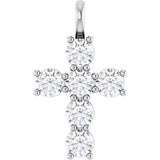 14K Gold Round Natural Diamond Accented Cross Pendant – 2x2mm - White Gold