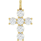 10K Gold Round Natural Diamond Accented Cross Pendant - Yellow Gold