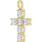10K Gold Round Lab-Grown Diamond Accented Cross Pendant - Yellow Gold - view 2