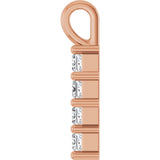10K Gold Square Lab-Grown Diamond Accented Cross Pendant - Rose Gold - view 3