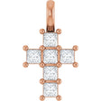 10K Gold Round Natural Diamond Accented Cross Pendant - Rose Gold