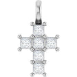 Platinum Round Natural Diamond Accented Cross Pendant