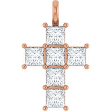 10K Gold Round Natural Diamond Accented Cross Pendant - Rose Gold