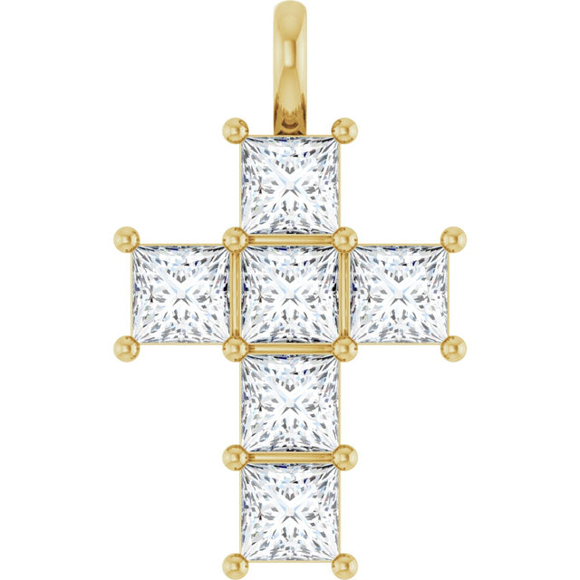 10K Gold Round Natural Diamond Accented Cross Pendant - Yellow Gold