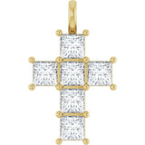 14K Gold Square Lab-Grown Diamond Accented Cross Pendant – 3x3mm - Yellow Gold