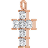 10K Gold Square Lab-Grown Diamond Accented Cross Pendant - Rose Gold - view 2