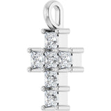 10K Gold Round Lab-Grown Diamond Accented Cross Pendant - White Gold - view 2