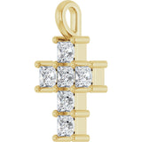10K Gold Round Lab-Grown Diamond Accented Cross Pendant - Yellow Gold - view 2