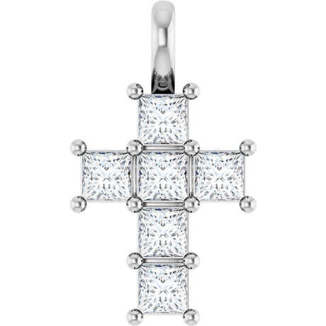 Platinum Round Natural Diamond Accented Cross Pendant