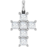 10K Gold Round Natural Diamond Accented Cross Pendant - White Gold