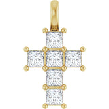 10K Gold Round Lab-Grown Diamond Accented Cross Pendant - Yellow Gold