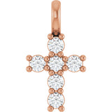 10K Gold Round Natural Diamond Accented Cross Pendant - Rose Gold