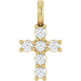 14K Gold Round Natural Diamond Accented Cross Pendant – 2x2mm - Yellow Gold