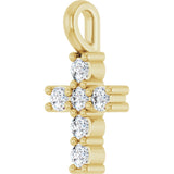 10K Gold Round Lab-Grown Diamond Accented Cross Pendant - Yellow Gold - view 2