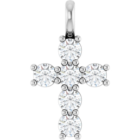 Platinum Round Lab-Grown Diamond Accented Cross Pendant